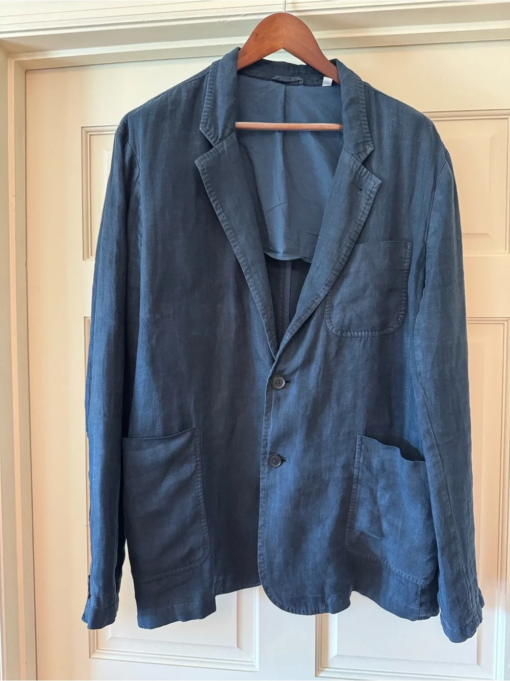 Billy Reid Archie Garment Dyed Linen Jacket in Coastal Blue